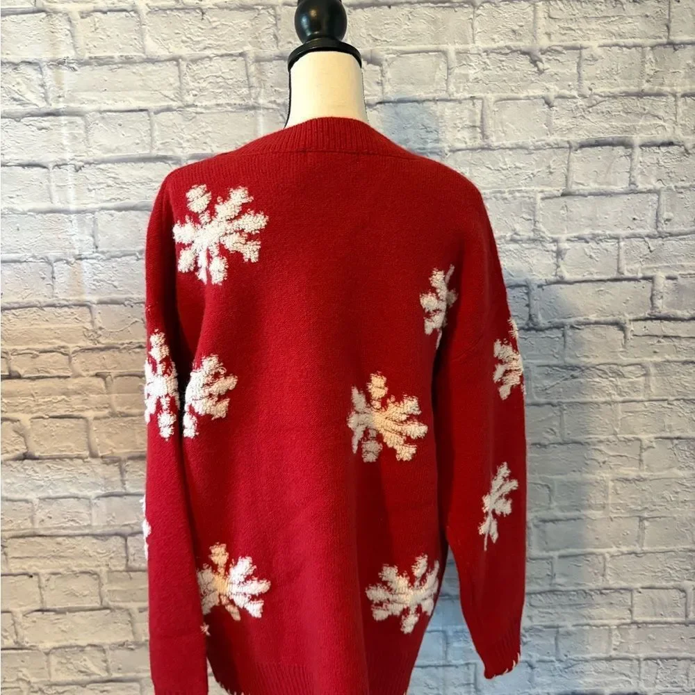 Impressions Red Sweater with White Snowflakes - Picture 4 of 6